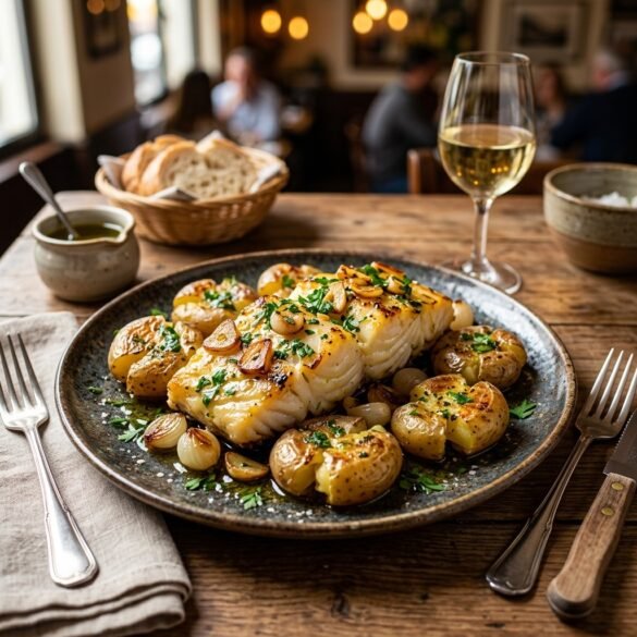 Bacalhau à Lagareiro com azeite e batatas a murro