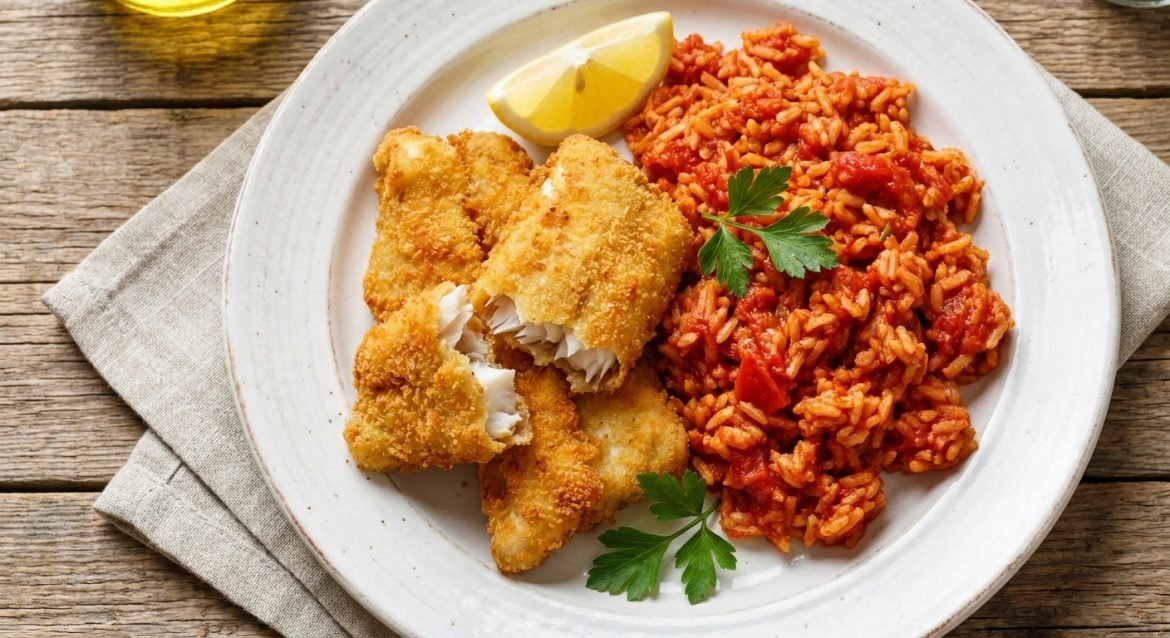 Filetes de Pescada com Arroz de Tomate